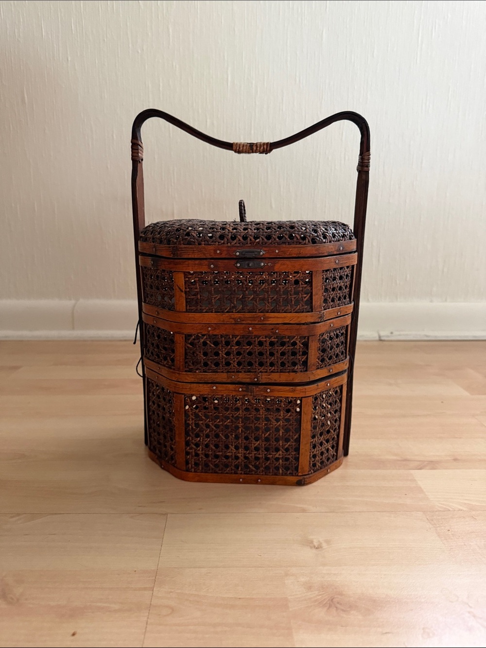 Vintage Woven Wicker Three-Tier Chinese Wedding Basket